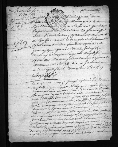 Collection du greffe. Baptêmes, mariages, sépultures, 1729