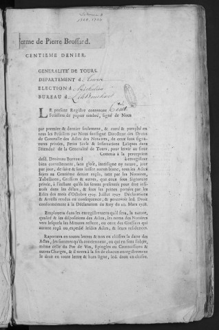 Centième denier et insinuations suivant le tarif (21 novembre 1728-20 octobre 1734)