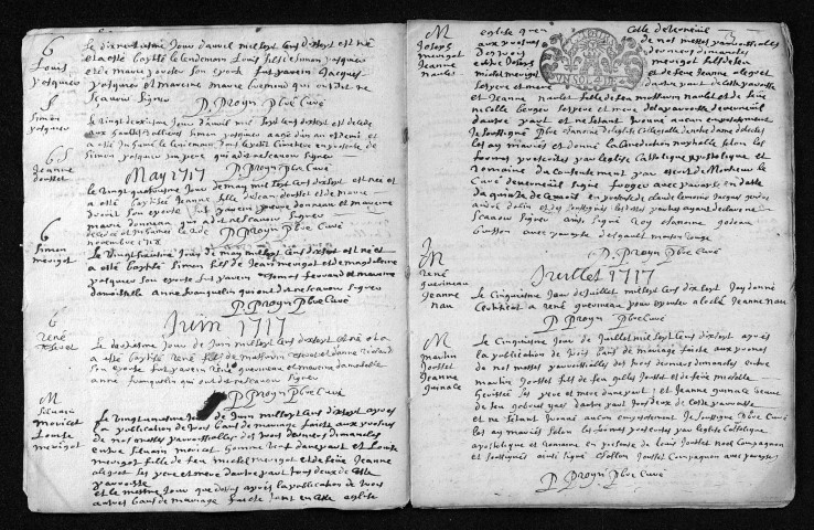 Baptêmes, mariages, sépultures, 1717-1718