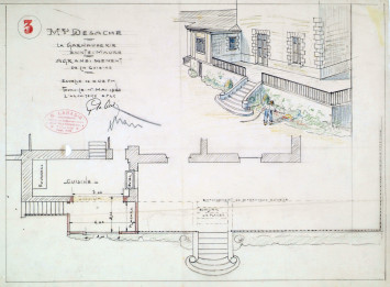 La Garnauderie à Sainte-Maure-de-Touraine : plan d'agrandissement d'une cuisine établi par l'architecte G. LABADIE (Cote AD37 : 37J0232)