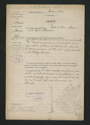 Arrêté préfectoral valant règlement d'eau (25 novembre 1902)