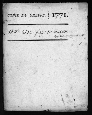Collection du greffe. Baptêmes, mariages, sépultures, 1771