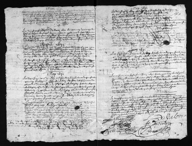 Baptêmes, mariages, sépultures, 1671-1672