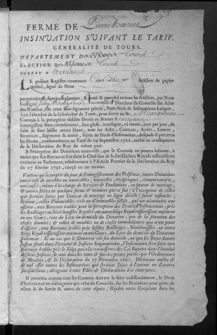Centième denier et insinuations suivant le tarif (8 juillet 1759-1er avril 1763)