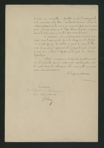Plainte du Sieur Coursault, propriétaire au sujet d'une boire ouverte par le Sieur Billard, propriétaire du Moulin Neuf (1891-1892)