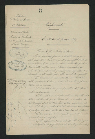 Arrêté préfectoral valant règlement d'eau (28 janvier 1869)