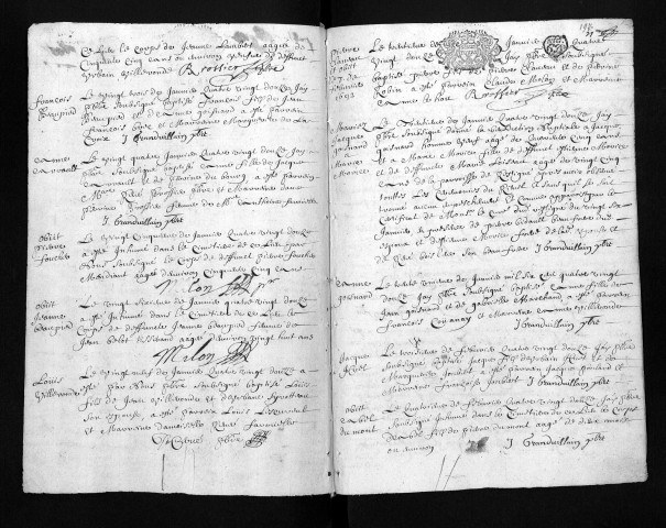Collection communale. Baptêmes, mariages, sépultures, 1692-janvier 1700