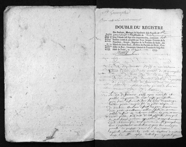 Baptêmes, mariages, sépultures, 1755