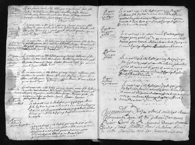 Collection du greffe. Baptêmes, mariages, sépultures, 1752-1753 - Les années 1707-1751 sont lacunaires dans cette collection