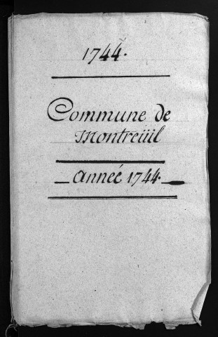 Collection du greffe. Baptêmes, mariages, sépultures, 1744