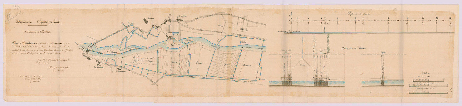 Plan et nivellements du moulin (6 mai 1840)
