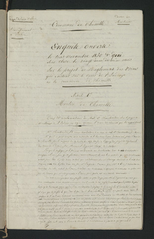 Documents relatifs au règlement d'eau des moulins de Chemillé et des Roches (1849-1851)