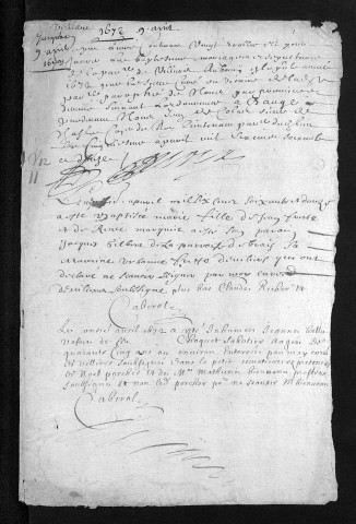 Collection du greffe. Baptêmes, mariages, sépultures, 1672-1673 - L'année 1671 est lacunaire dans cette collection