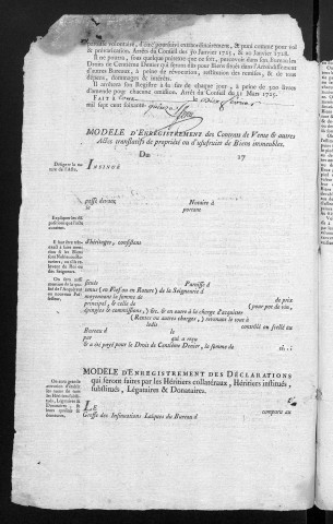 Centième denier (13 mars 1775 -25 avril 1777) et insinuations suivant le tarif (13 mars-30 septembre 1775)