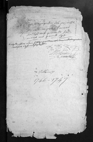 Baptêmes, mariages, sépultures, 1746-1747