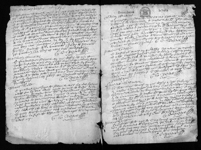 Collection du greffe. Baptêmes, mariages, sépultures, 1679-1681