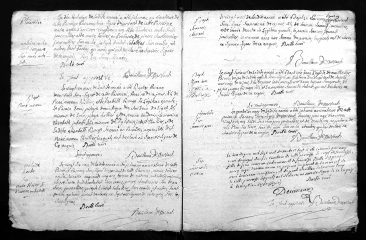 Collection du greffe. Baptêmes, mariages, sépultures, 1767-1768