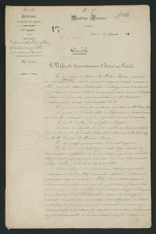 Arrêté préfectoral valant règlement d'eau (23 septembre 1851)