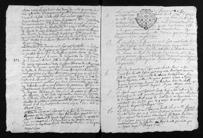 Baptêmes, mariages, sépultures, 1733-mars 1735