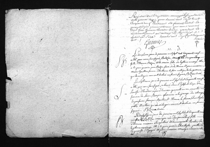 Collection du greffe. Baptêmes, mariages, sépultures, 1759