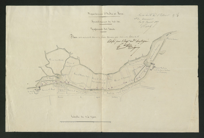 Plan de la rivière de la Claise et des prairies riveraines pour servir à la pétition du Sieur. (27 janvier 1837)