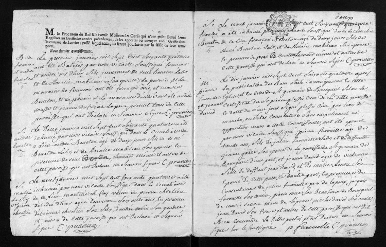 Baptêmes, mariages, sépultures, 1774