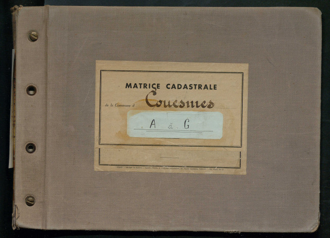 Table des comptes de la matrice. Comptes actifs personnes morales et A - G.