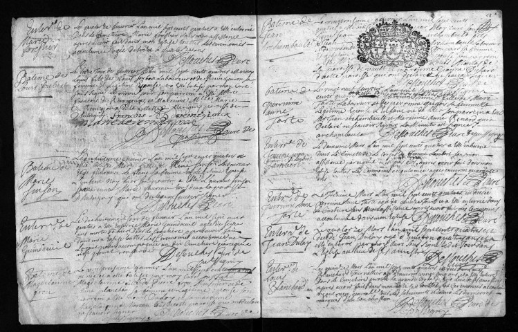 Baptêmes, mariages, sépultures, 1704