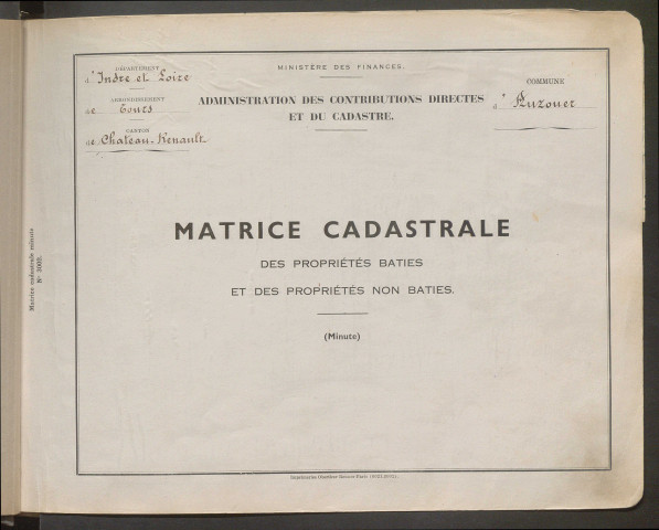 Table des comptes de la matrice. Comptes actifs personnes morales et A - F.