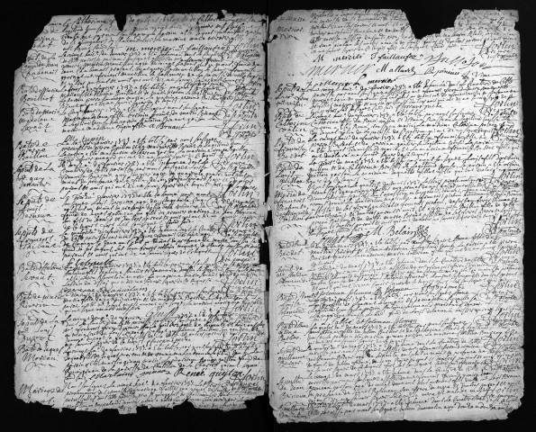 Collection du greffe. Baptêmes, mariages, sépultures, 1737