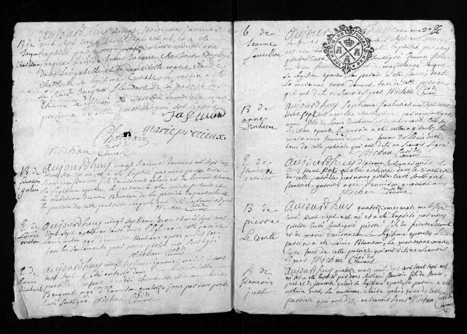 Collection du greffe. Baptêmes, mariages, sépultures, 1737