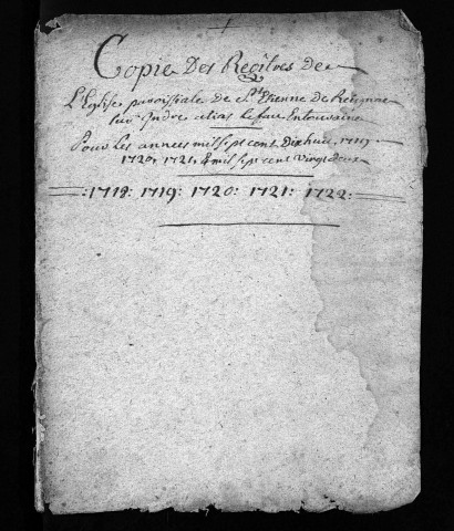 Baptêmes, mariages, sépultures, 1718-1722