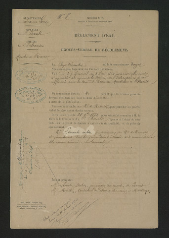 Procès-verbal de récolement (5 décembre 1872)