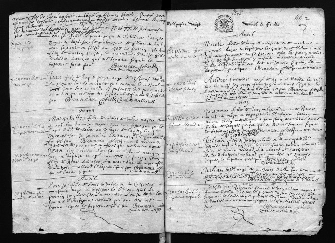 Collection communale. Baptêmes, mariages, sépultures, 1676-1679