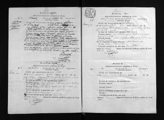 Négron. Naissances, an IX