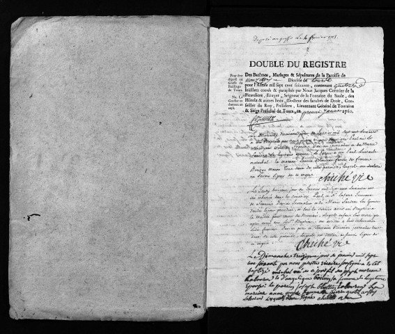 Collection du greffe. Baptêmes, mariages, sépultures, 1760