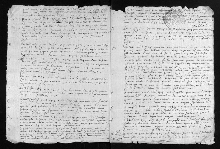 Baptêmes, mariages, sépultures, 1728