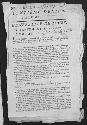 Centième denier et insinuations suivant le tarif (11 novembre 1764-6 janvier 1767)
