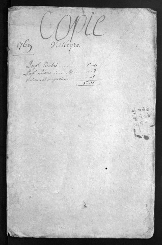 Baptêmes, mariages, sépultures, 1769