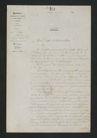 Travaux réglementaires. Mise en demeure d'exécution (6 août 1853)
