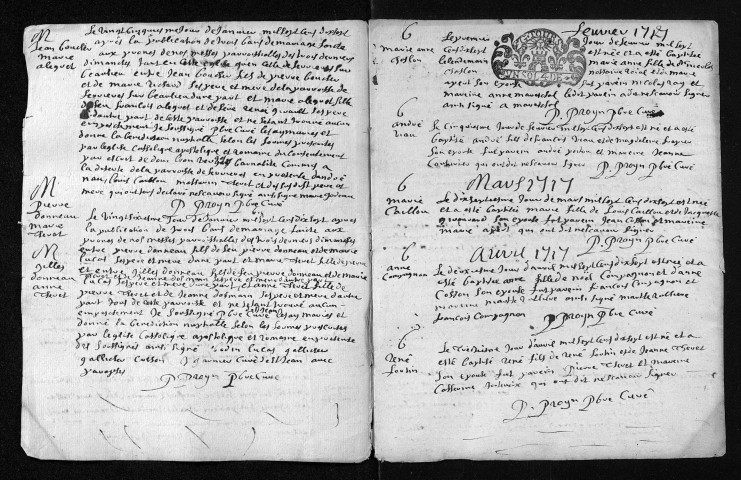 Baptêmes, mariages, sépultures, 1717-1718