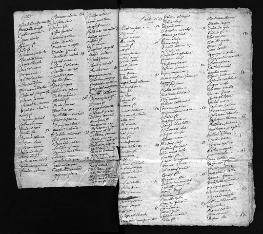 Collection communale. Table chronologique des baptêmes, 1644-1648