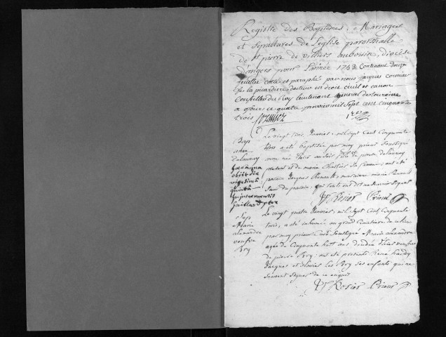 Collection du greffe. Baptêmes, mariages, sépultures, 1753