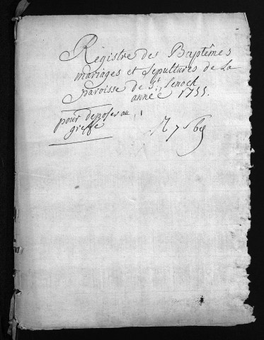 Baptêmes, mariages, sépultures, 1755