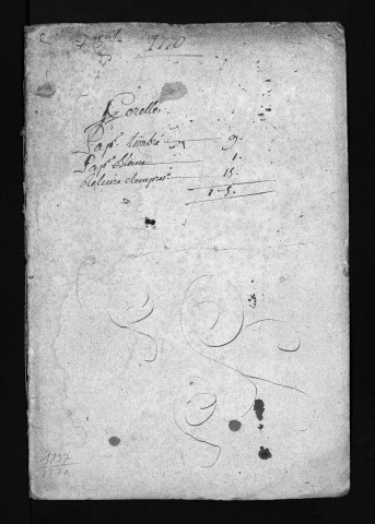 Collection du greffe. Baptêmes, mariages, sépultures, 1770