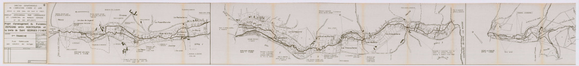 Projet d'aménagement du ruisseau : plan parcellaire, détail des ouvrages (1979)