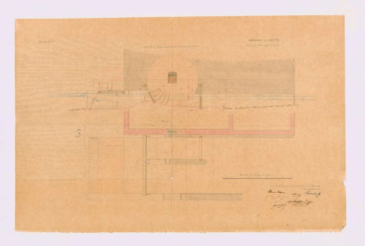 Établissement de cylindres à l'usine de la Motte : plans (14 mars 1853)