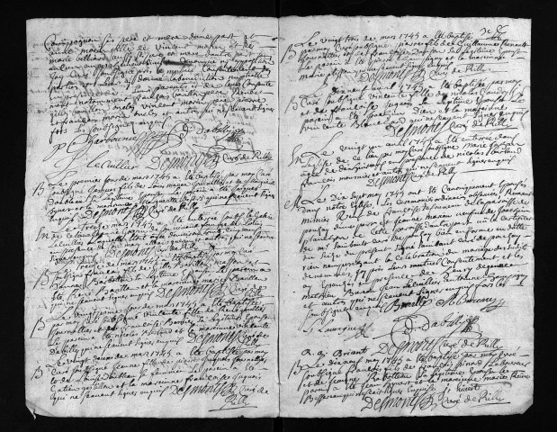 Baptêmes, mariages, sépultures, 1745