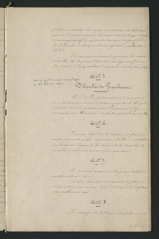 Arrêté portant règlement hydraulique des usines dans les communes de Huismes et d'Avoine (25 août 1852)
