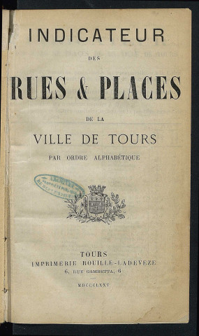 Annuaire du département d'Indre-et-Loire - 1886.